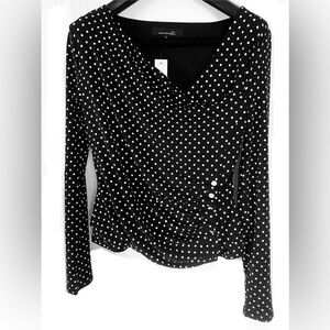 WHITE HOUSE BLACK MARKET Elegant Black and white polka dots blouse